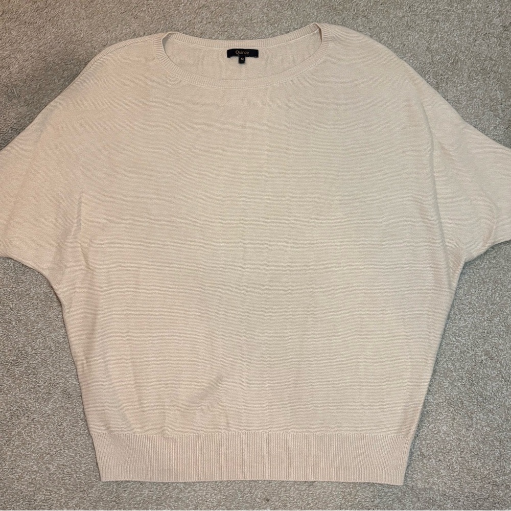 Quince Size M Cream Batwing Womens Sweater